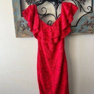 Elegant Red Lace Dress